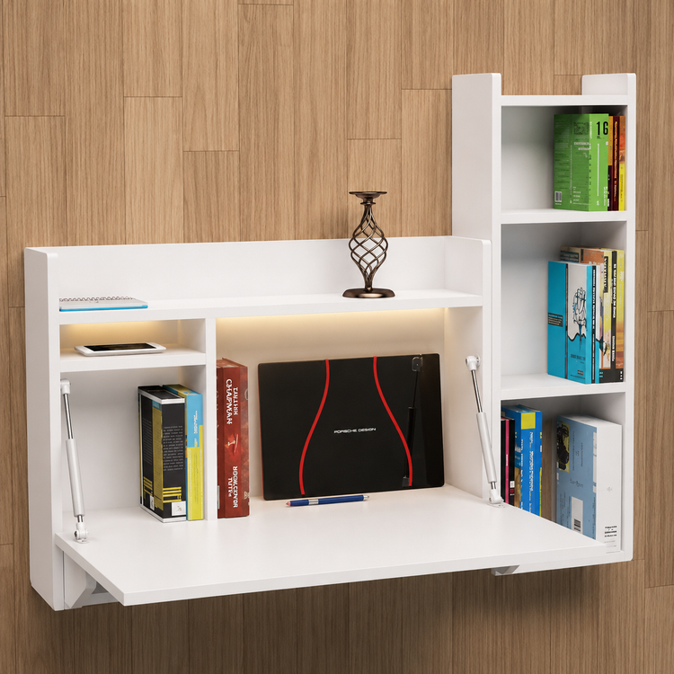 میز تحریر تاشو دیواری مدل کتابخانهدار | میز کار کمجاm20