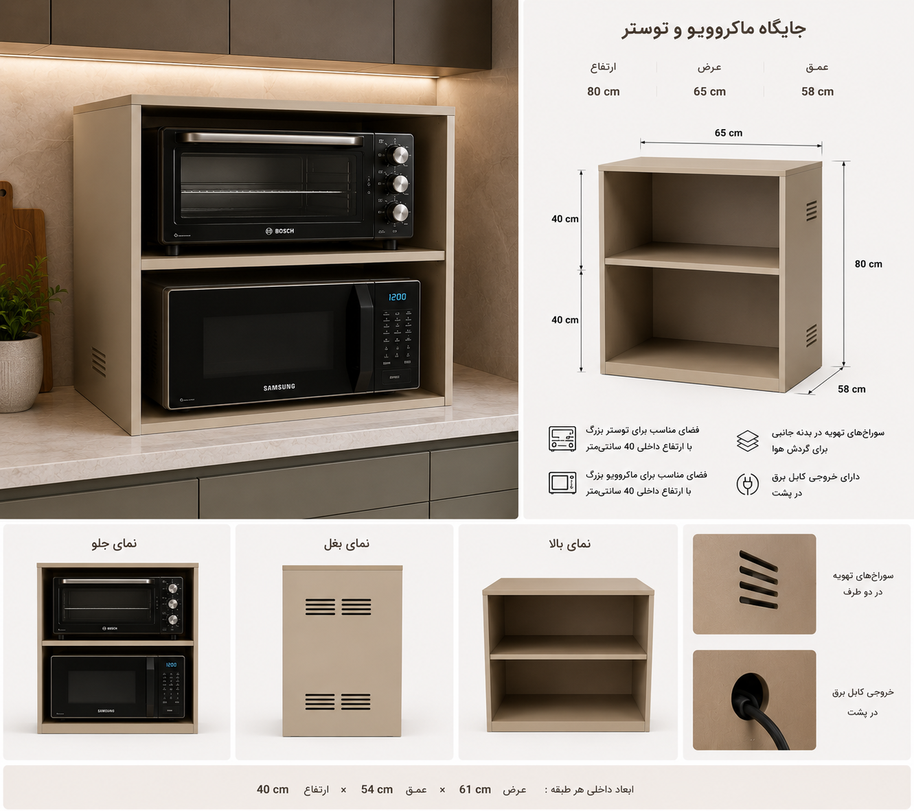 جایگاه سفارشی ماکروویو و توستر MDF مدل Duo